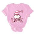 thumbnail image 6 of mihongmao Womens Plus Valentine Tops Women Casual Round Neck Short-sleeved Christmas Tree Printed T-shirt Pink M, 6 of 6