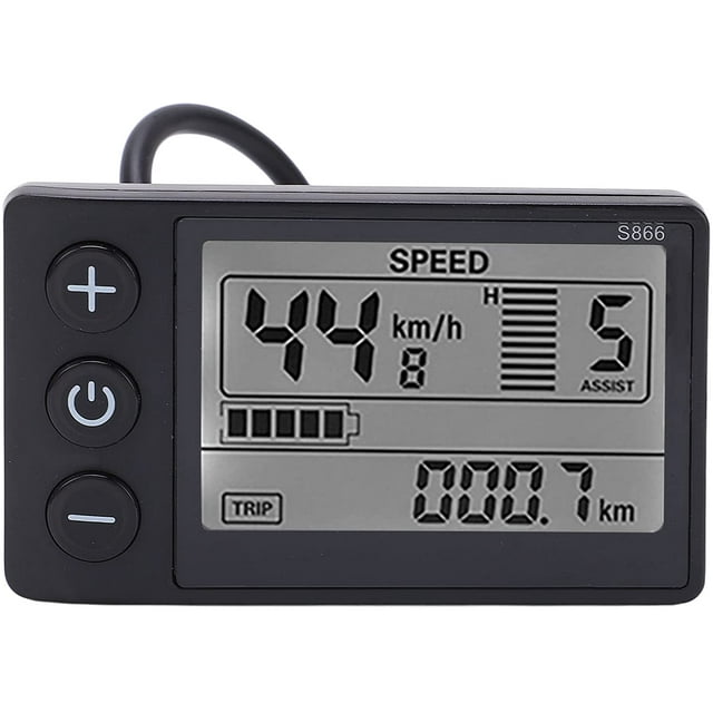 HUGFEGWE Electric Bike LCD Display, 5 Pin 24V 36V 48V Electric Bicycle S866 LCD Display Meter M5 LCD Panel Screen with Waterproof Connector, Display Meter Control Panel for Electric Bike U2537-22684
