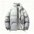 thumbnail image 2 of Men's Quilted Jacket Waterproof Windproof Stand Collar Gradient Color Winter Coats Insulated Snow Jacket for Ski Snowboarding,Gray,L, 2 of 9