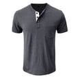 thumbnail image 5 of Men's Henley Shirts Casual Short Sleeve Button T-Shirt with Pocket Dark Gray XL, 5 of 5