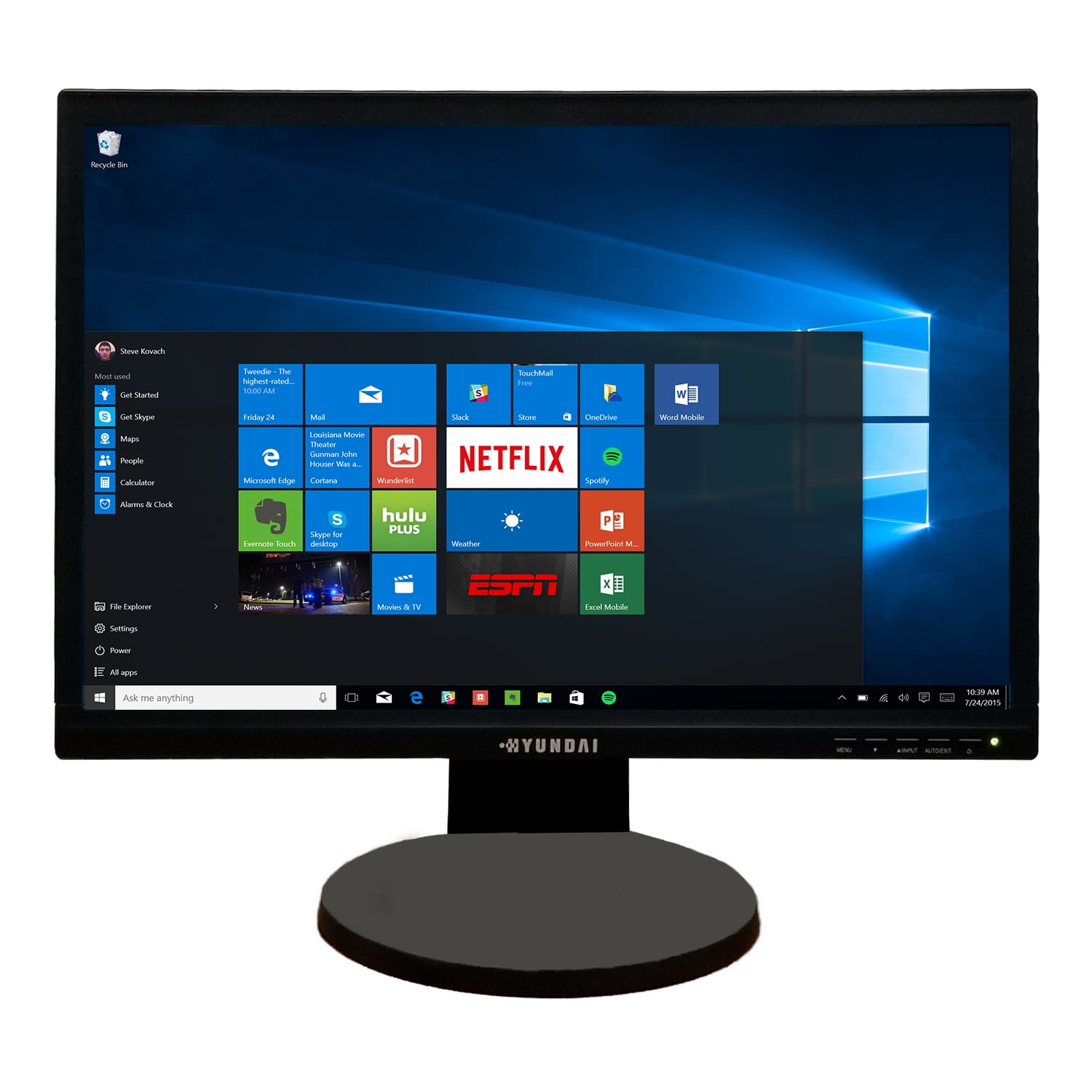 Hyundai P224W 22" LCD Monitor DVI VGA Widescreen Rotating Black
