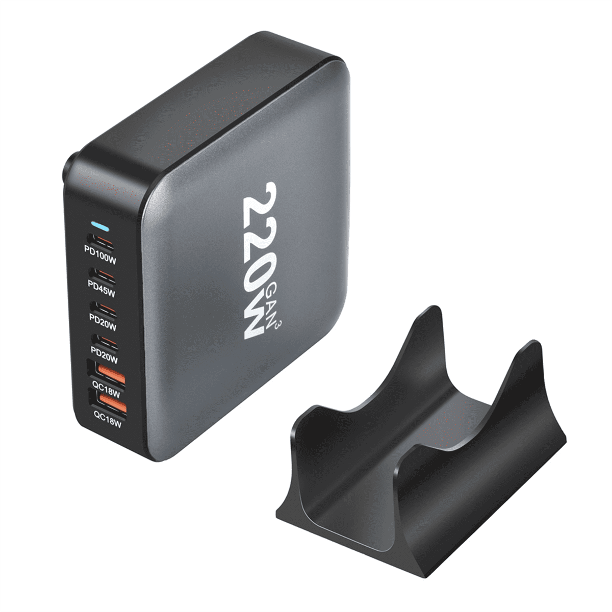New 220W GaN Desktop Charger 6-Port USB Type C PD Charger Fast Charge 3.0 Fast Charger Mobile USB Charger US PLUG