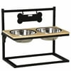 Elevated Dog Bowl Pet Feeder with Stainless Steel Bowls, Adjustable Platform
