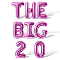 Letter Balloons - THE BIG 2 0 16" Inch Alphabet Letters Foil Mylar Balloon 20th Birthday Party Banner (Pink)