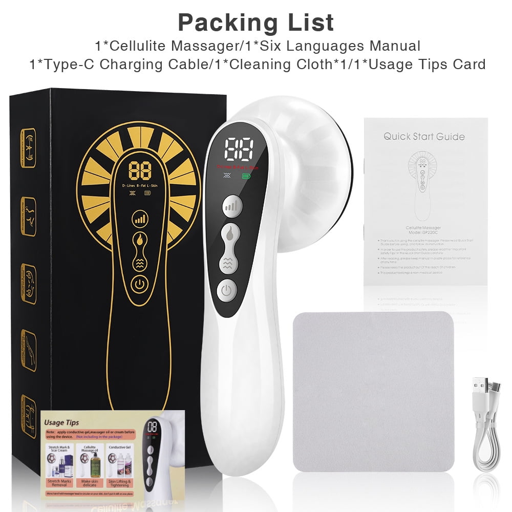 3-in-1 Handheld Body Massager with RF, Vibration, and Red Light, Cordless Electric Full Body Massager for Neck, Back, Arms, Legs, and Abdomen Relaxation, White