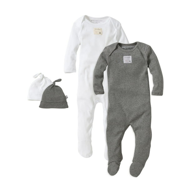 nationale vlag bereiden Attent Burt's Bees Baby Gender Neutral Layette Footed Jumpsuits & Knot Top Hats,  4-Piece Gift Set - Walmart.com