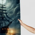 thumbnail image 3 of Orinice  Pirate Ship Shower Curtain Nautical Vintage Ghost Sailboat Sailing Fantasy Ocean Full Moon Cloudy Sky Adventure Gothic Boys Men Polyester Curtains Bathroom Decor with Hooks  60x72, 3 of 7