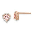 thumbnail image 3 of Sterling Silver Rose-plated Pink & White Crystal Heart Post Stud Earrings, 3 of 3