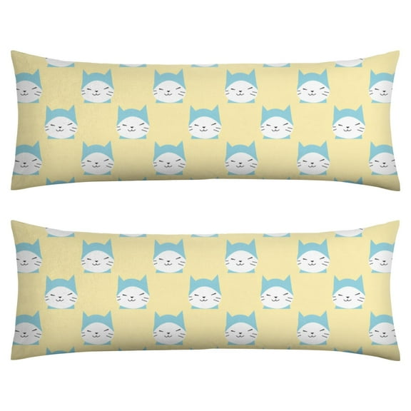 20x54 Inch Cute Cat Body Pillow Cover with Invisible Zipper - Soft Hand-Drawn Cat Print Pillowcase for Pet Lovers - Machine Washable Full Body Pillow Protector