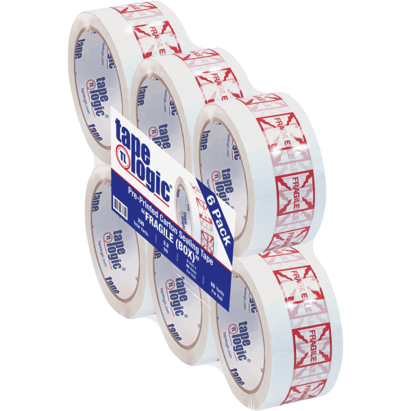 Tape Logic® Fragile (Box) Preprinted Carton Sealing Tape, 3' Core, 2' x 55 Yd., Red/White, Pack Of 6