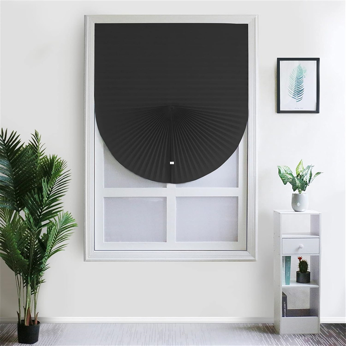 Blackout Folding Blinds,QZS Temporary Shades,2Pcs No Drill Mini Blackout Blinds for Window of Bedroom,Bathroom,Kitchen Office,35.4x59"