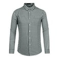 thumbnail image 5 of INSPIRE CHIC Men's Shirts Plaid Long Sleeve Button-Down 100% Cotton Dress Shirt XL Black White, 5 of 7