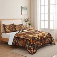 thumbnail image 5 of Twin XL Quilt Set 68''x98'', Bohemian Flower Lightweight Bedspread Coverlet Set with 2 Pillow Shams, Boho Tribal Colorful Distressed Printed Breathable All Season Quilt Bedding for Dorm/Guest Room, 5 of 9