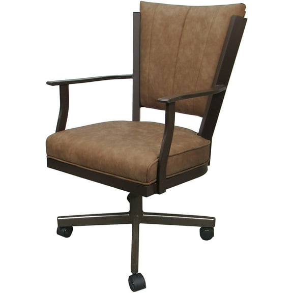 Montana Swivel Metal Dining Caster Chair - Pecan Brown Vinyl - Brown