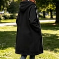 thumbnail image 5 of Oversize Winter Coats for Women, Women's Fashion Large Size Solid Color Zipper Hooded Plus Velvet Thickened Long Sleeve Jacket Black L, 5 of 6