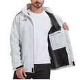 thumbnail image 2 of ELLSWOS-SPORTS Men's Waterproof Jacket Rain Coat with Hood Outdoor Lightweight Hiking Jacket Light Gray M, 2 of 7