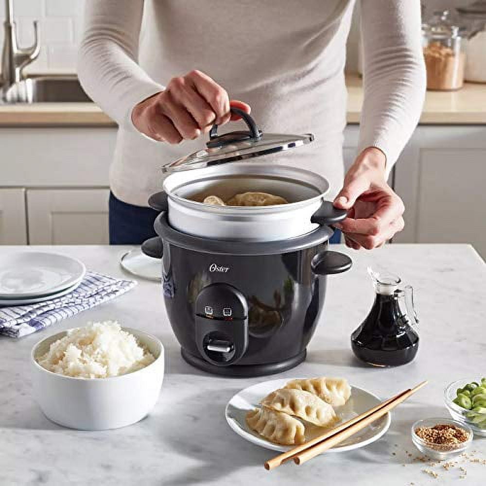 Oster 6-Cup Rice Cooker with Steam Tray, Black CKSTRCMS65, (Used) 