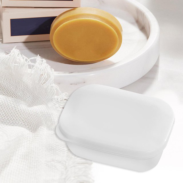 Jabonera desmontable con tapa Contenedor de jabón de viaje Contenedor de jabón Estuche de almacenamiento de jabón para actividades al aire libre en el Blanco