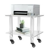 Miumaeov 2-Tier Rolling Clear Printer Cart Office Under Desk Printing Machine Stand Storage Rack