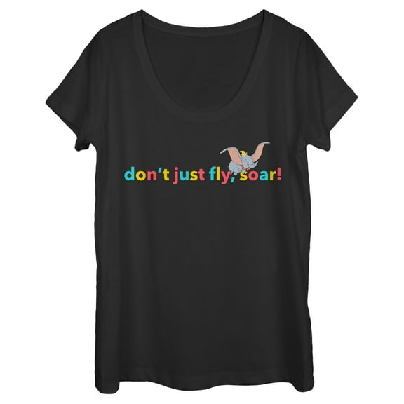 Women's Dumbo Don't Just Fly, Soar Graphic Tee Black X Large