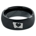 thumbnail image 2 of Tungsten Montana The Treasure State Heart Band Ring 8mm Men Women Comfort Fit Black Dome Brushed Polished, 2 of 4