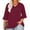 Wine, variant on Gnshining Plus Size Sweatshirts for Women 3/4 Ruffled Sleeve V Neck Blouses Loose Fall Fashion Solid Color Casual Tunic Tops