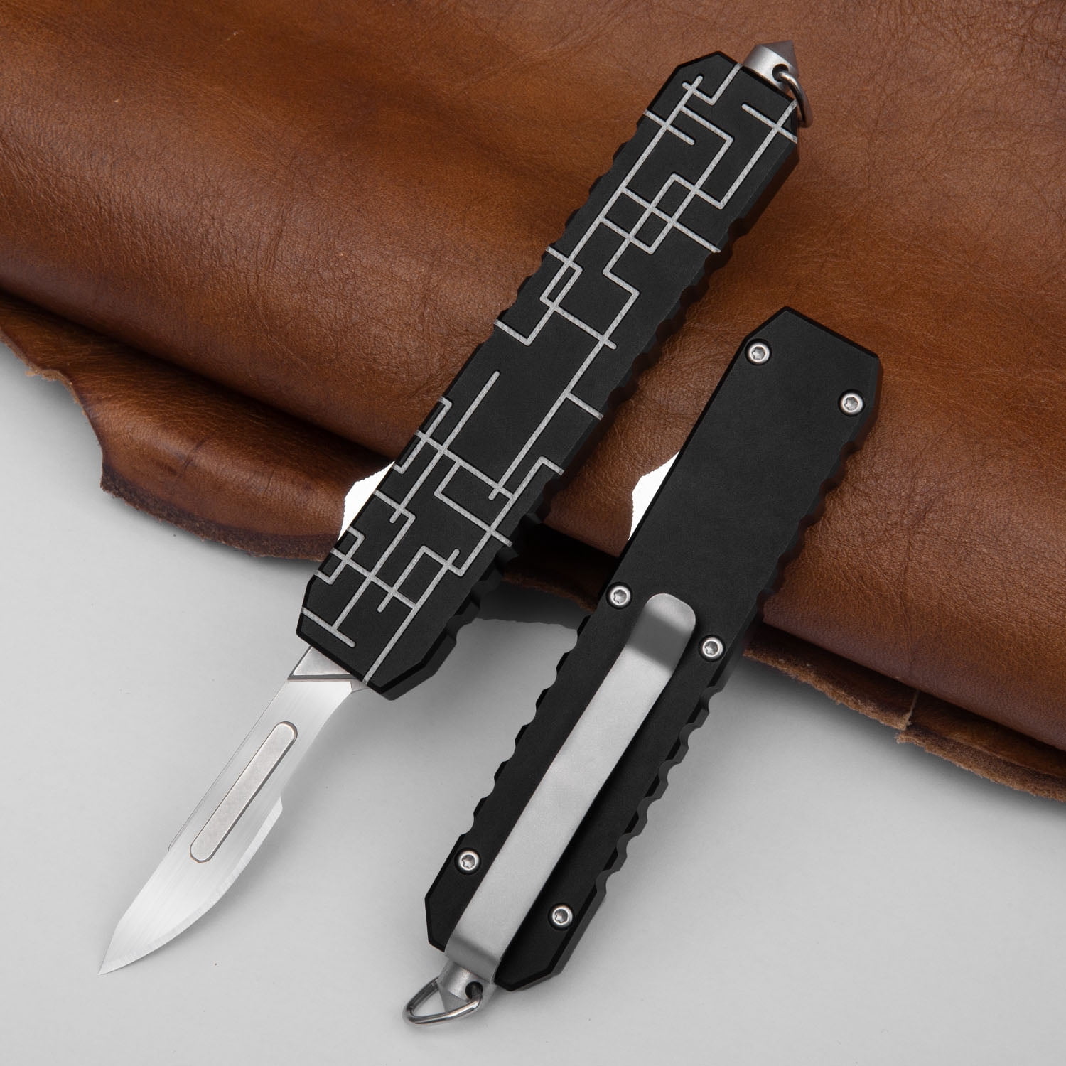 Aluminium Alloy Utility Knife with Clip Box Cutter EDC Scalpel Outdoor Pocket Knife 10pcs #60#24 Carbon Steel Blades