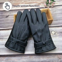 TELOLY Winter Genuine Sheep Skin Leather Gloves For Men, Warm Touchscreen Cashmere Lined Driving Motorcycle Gloves