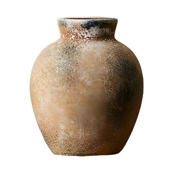 ACDANC Rustic Ceramic Vase Table Centerpiece Office Farmhouse Flower Vase Rust 12.7X12.7X15Cm