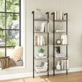 thumbnail image 5 of 5-Tier Wood Wall Mounted Bookshelf with Metal Frame, Vintage Open Display Organizer Rack, Leaning Storage Shelves for Living Room, Bedroom, Home Office, Black, 5 of 14