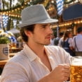 thumbnail image 2 of HGIEYS Straw Fedora Hat for Women Men Mesh Trilby Hat Panama Cuban Summer Beach Sun Outdoor, 2 of 4