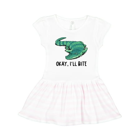 

Inktastic Okay I ll Bite Green Alligator Design Gift Toddler Girl Dress