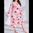 thumbnail image 4 of Camisón de Larga para Mujer, Estampado, Camiseta, Vestido de Dormir Rosa XXXL, 4 of 8