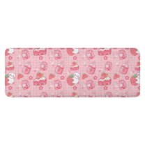 Red Strawberry Plants Fruit Cat Kitchen Rug Mat,Kitchen Runner Rugs Non Skid Washable,Decorative Kitchen Floor Mats for Kitchen,Sink,Laundry,17"x47.2"