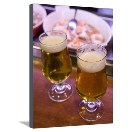 Beers in Tapas Bar, Barcelona, Catalonia, Spain, Europe Stretched Canvas Print Wall Art By Martin