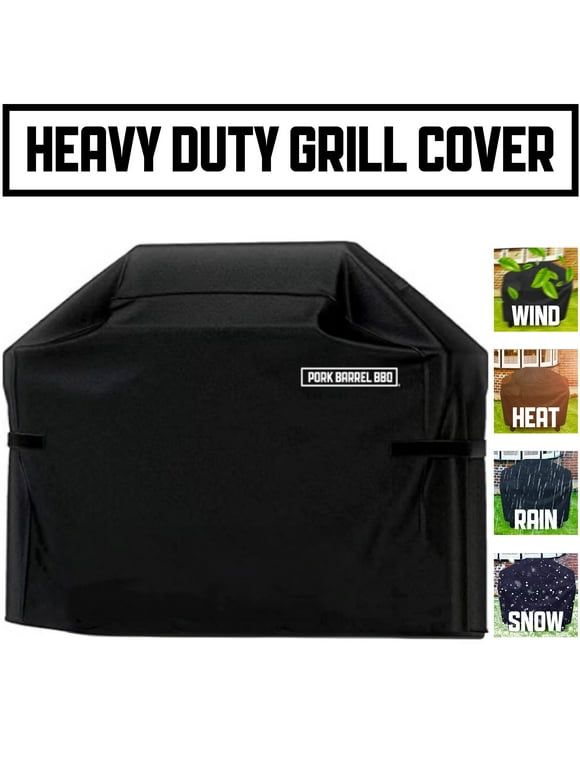 Heavy Duty BBQ Weather Proof Grill Cover for Outdoor Grill, 58 Inch  Waterproof, UV & Fade Resistant with Adjustable Straps Gas Weber, Genesis, Charbroil, etc. Black (58" L x 24" W x 48" H)