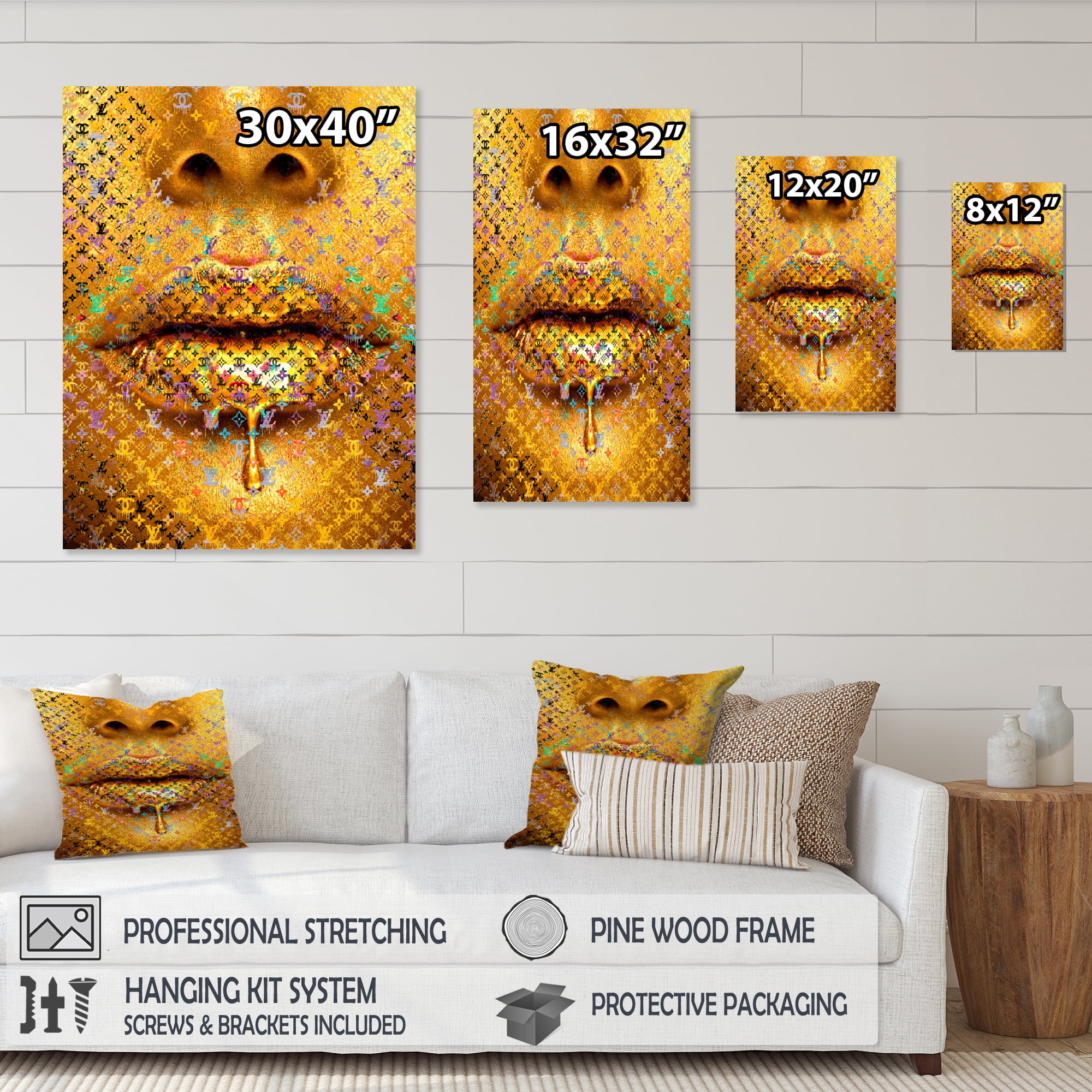 Designart Luscious Designer Lips III Canvas Wall Art