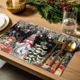 thumbnail image 4 of Christmas Placemats Set of 6, Christmas Balls Gnome Place Mats Berry Eucalyptus Snowflake Black Placemat Table Decoration for Kitchen Table Dinner Xmas Holiday Party Decor Indoor Outdoor 13x19 Inch, 4 of 9