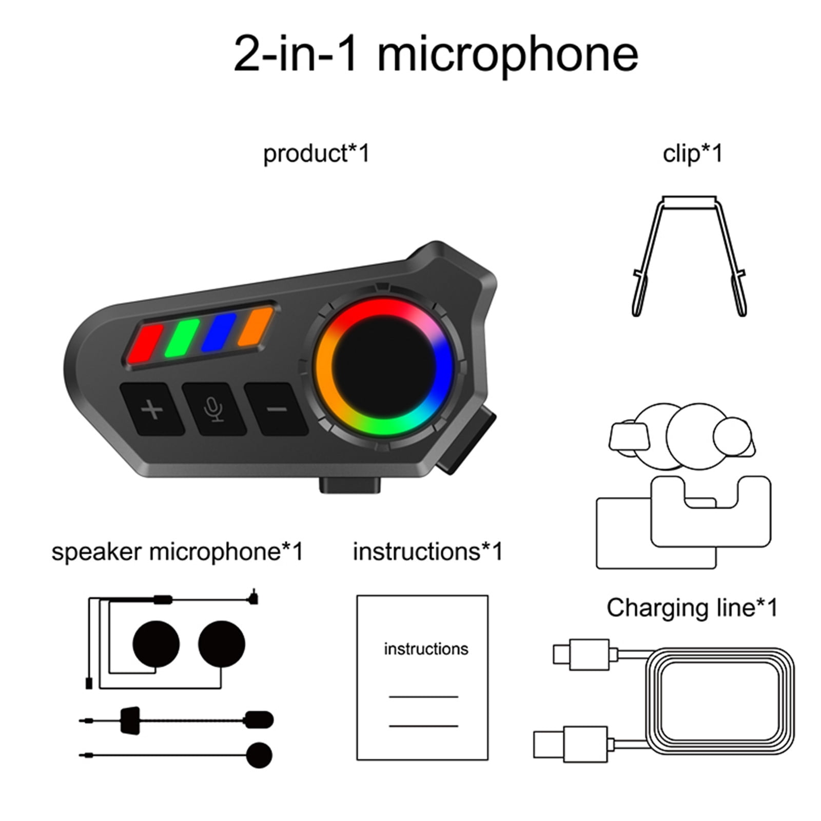 JIAHAOO Stereo Helmet Wireless Device Integrated Microphone 2.4G Wireless Band Long Endurance For Motorcycle Rider Daily Travel And Road Trips
