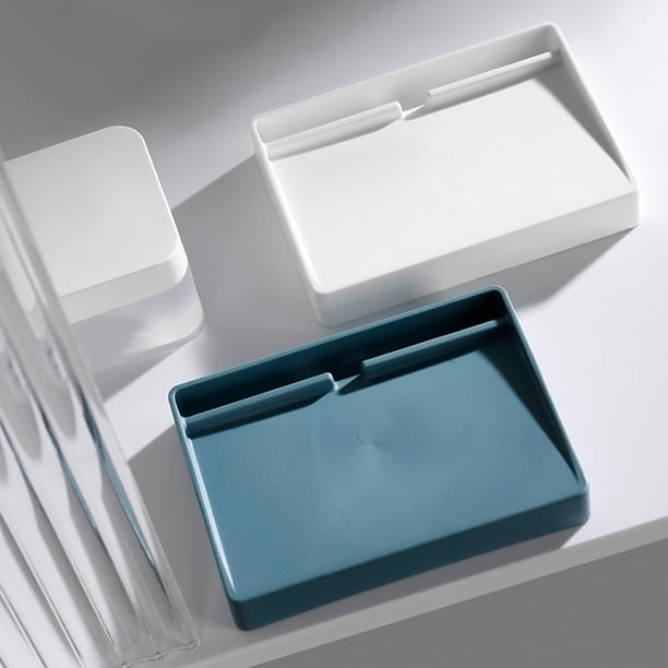Xihbxyly Jabonera de Baño, Material Hips, Diseño de Drenaje, Tamaño Compacto, Fácil de Limpiar, Opciones de Color Azul y Blanco, Higiene Diaria, Esencial para El Baño, 9 X 12,5 X 2 Cm