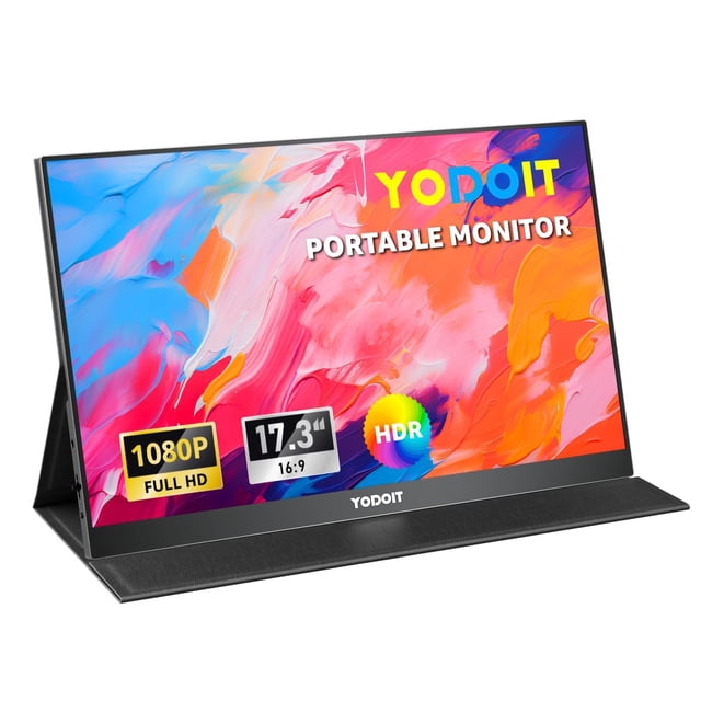 Monitor Portátil Yodoit 17.3 Pulgadas IPS FHD 1080P USB Type-C SRGB HDR para Laptop y Consolas