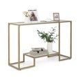 thumbnail image 2 of Spaco 48 Inch 2-Tier Console Table with Tempered Glass Tabletop for Hallway-Golden, Entryway Table Hallway Table, Storage-Friendly Hallway Table for Foyer & Entry Spaces, 2 of 7