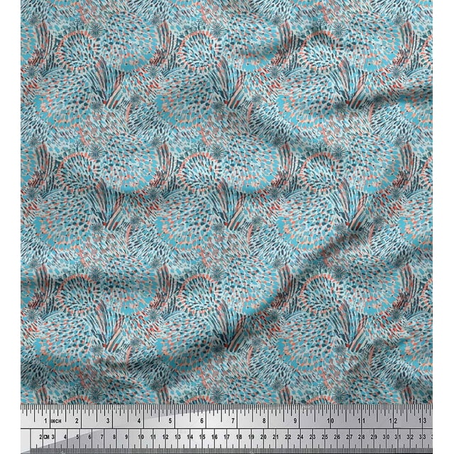 Soimoi Modal Satin Fabric Brush Stroke Abstract Print Fabric by The Yard 42 Inch Wide