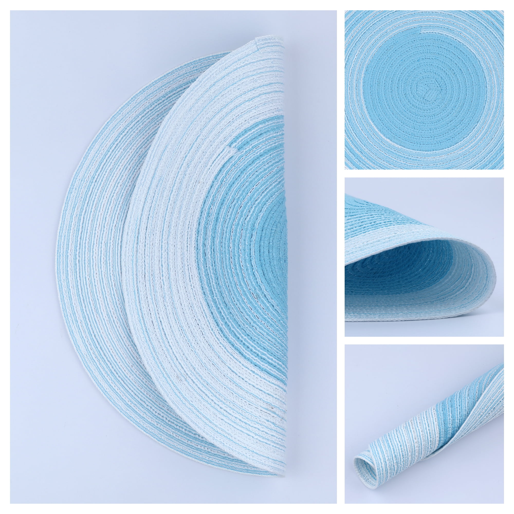 Unique Bargains Set of 6 Rattan Placemats for Dining Table Light Blue