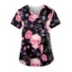 thumbnail image 1 of Blusa de manga corta con cuello en V para mujer, blusa de bolsillo con estampado de uniforme de trabajo Pompotops hkajfhjk473467, 1 of 4