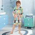 thumbnail image 5 of FORMRS Niños Bathrobe Unisex Hooded Robe Soft Plush Pajamas Sleepwear, Size 4-6T, Colorful Checkered Pattern, 5 of 7