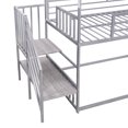 thumbnail image 4 of Euroco Heavy Duty Metal House Bunk Bed, Twin over Twin Bed with Slide and Storage Staircase for Bedroom, Silver, 4 of 13