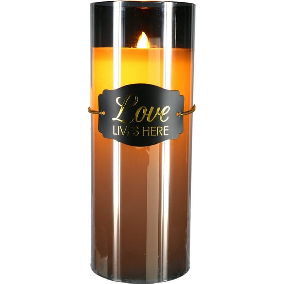 Pavilion 137454 Realistic Flame Candle-Love Lives Here - 9 in. Smoke Lustre