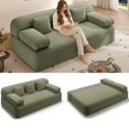 thumbnail image 4 of Miniyam 78.7" Sleeper Sofa Bed, Convertible Corduroy Floor Couch, No Assembly, 3 Pillows, Green, 4 of 7