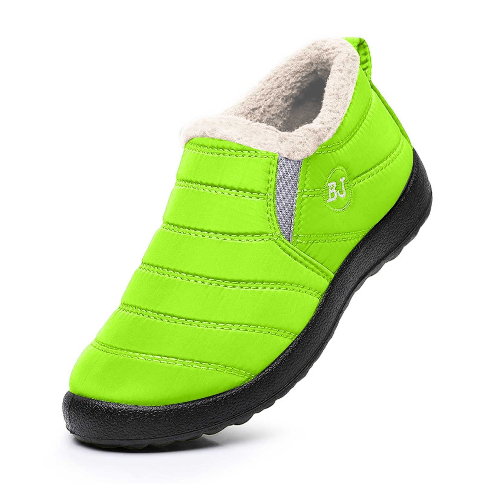 Gyexs Women's Snow Boots Size 7.5, Winter Shoes for Men Lightweight, Fuzzy, Bungee, Moto, Round Toe, Outdoor Wear, Mint Green, Size 9